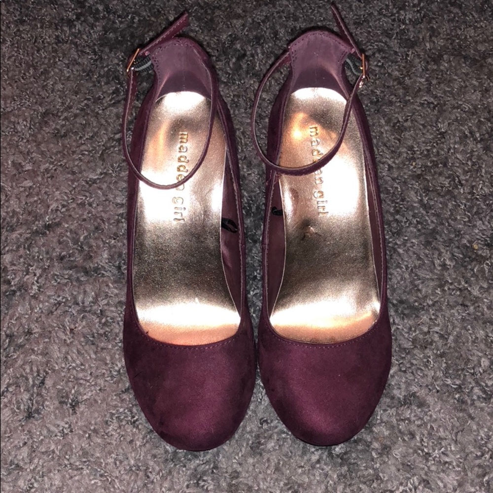 Maroon Ankle Strap Pumps
